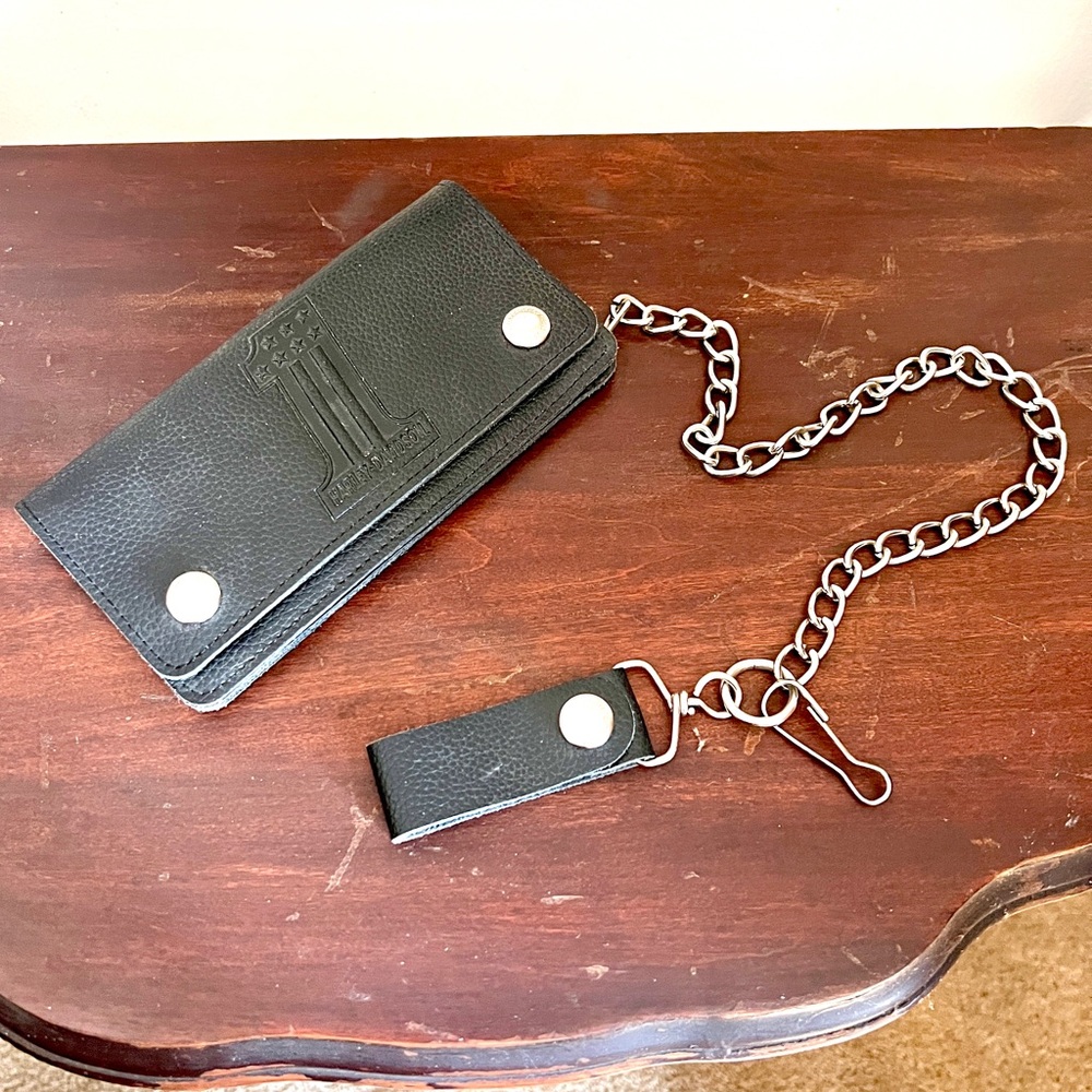 Harley Davidson Black Leather Chain Long Wallet